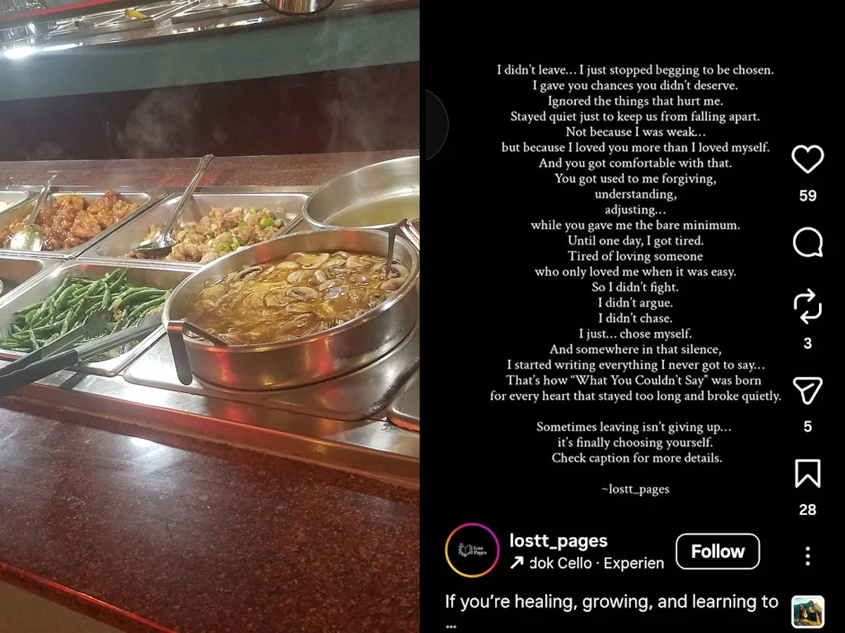 Buffet trays with assorted Asian fusion dishes.